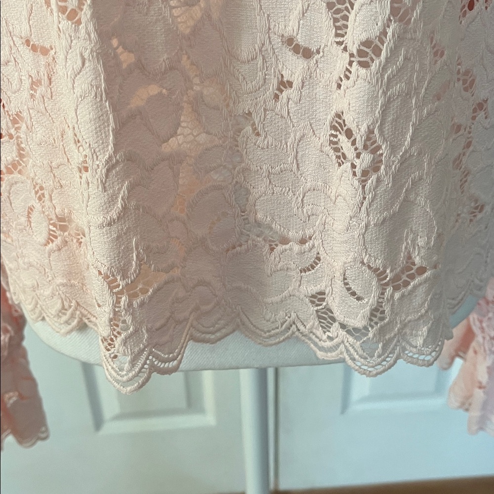 Free People Olivia blouse Balloon Sleeve Lace top peach - Picture 3 of 7